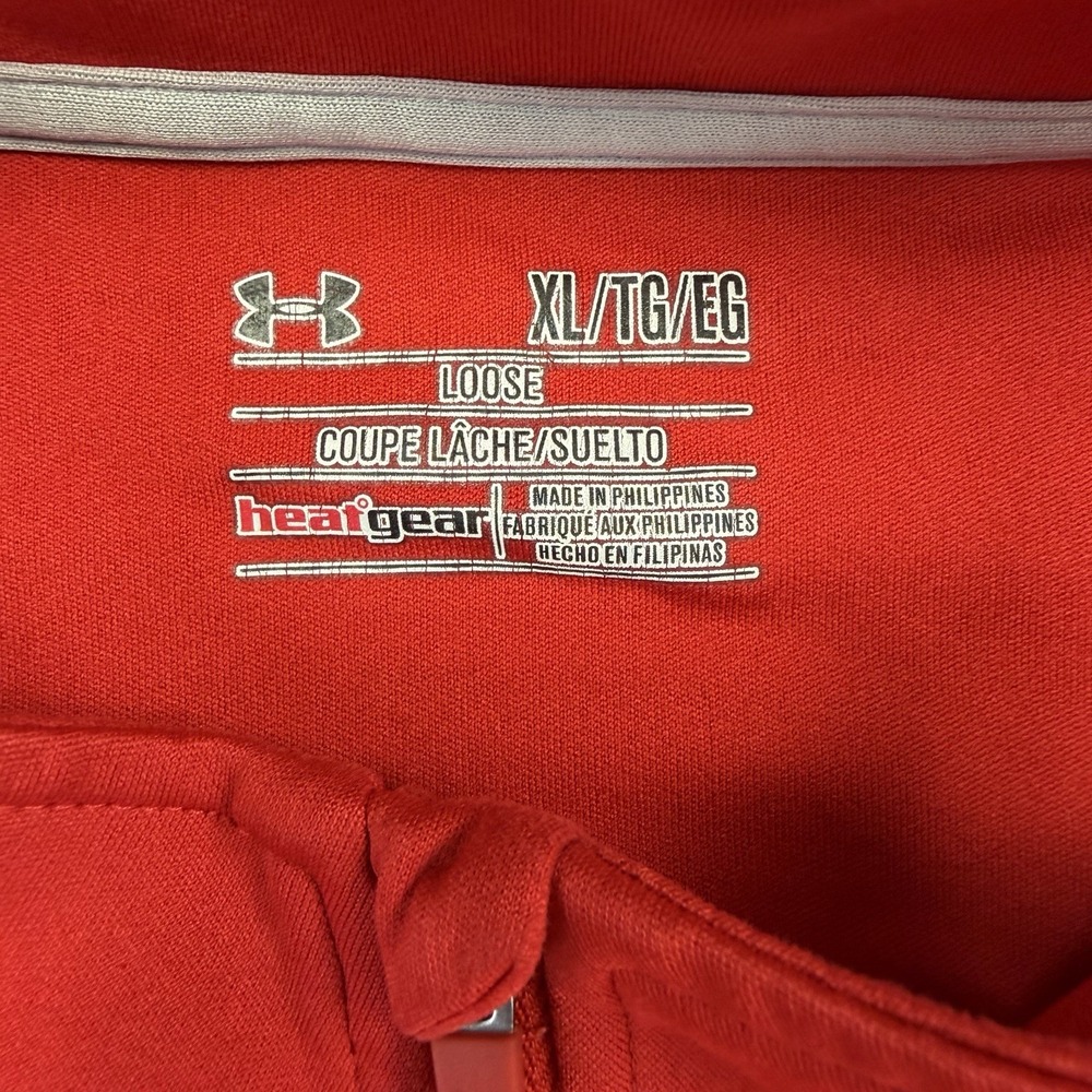 Under Armour Shirt Mens XL Red HeatGear Loose Fit Quarter Zip Pullover Athletic - Picture 2 of 5